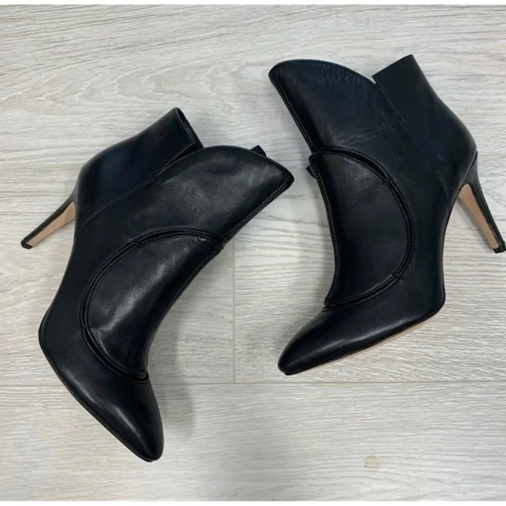 Camilla Skovgaard Black Leather Pointed Toe Stiletto Ankle Boots Size 36‎